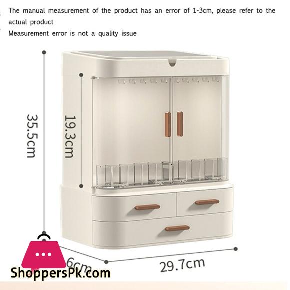 New Makeup Organizer With Mirror LED Light Large Capacity Jewelry Rack Cosmetic Organizer Skincare Lipstick Cosmetic Storage Box