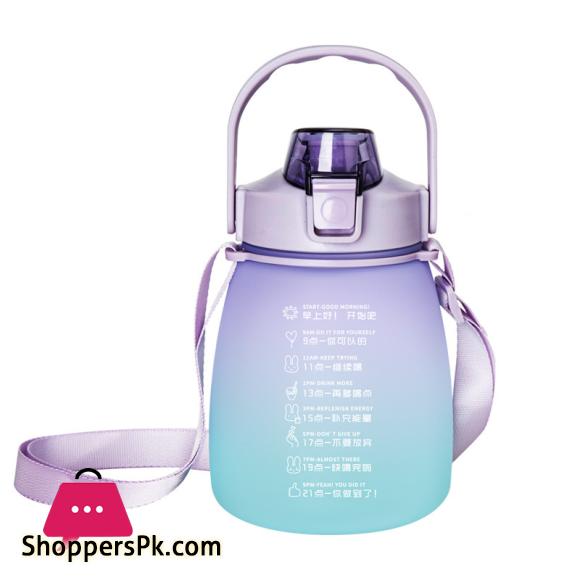 Plastic Water Bottle1.3L With Time Marker Strap Straw Leak Proof Cup Portable Fitness Gym Camping Outdoor Sports Bottle BPA Free