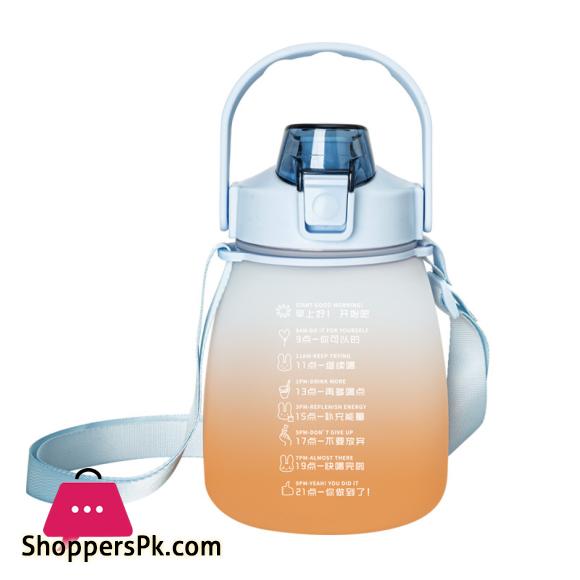 Plastic Water Bottle1.3L With Time Marker Strap Straw Leak Proof Cup Portable Fitness Gym Camping Outdoor Sports Bottle BPA Free