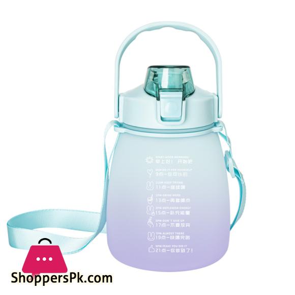 Plastic Water Bottle1.3L With Time Marker Strap Straw Leak Proof Cup Portable Fitness Gym Camping Outdoor Sports Bottle BPA Free