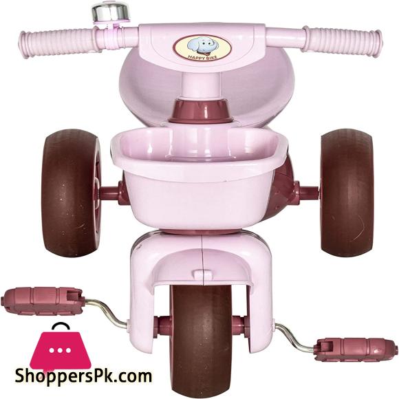 Baoli Tricycle 3-Wheeler Ride-on Toy with 2 Storage Baskets on Front & Back & Non-Slip Handlebar, Pink
