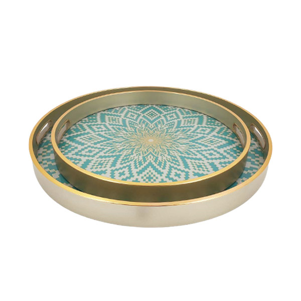 2Pcs Round Serving Tray Angela 4c RY04