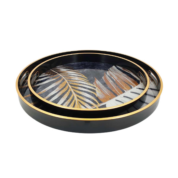 2 Pcs Round Serving Tray Angela 4c RY70