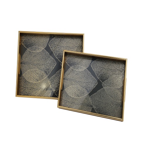 Angela Wooden Rectangle Serving Tray Set 2 Pieces - RY90