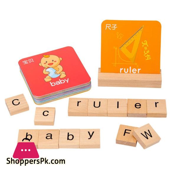 See Spell Learning Toy Wooden Alphabet Words Cards Matching Puzzles Education