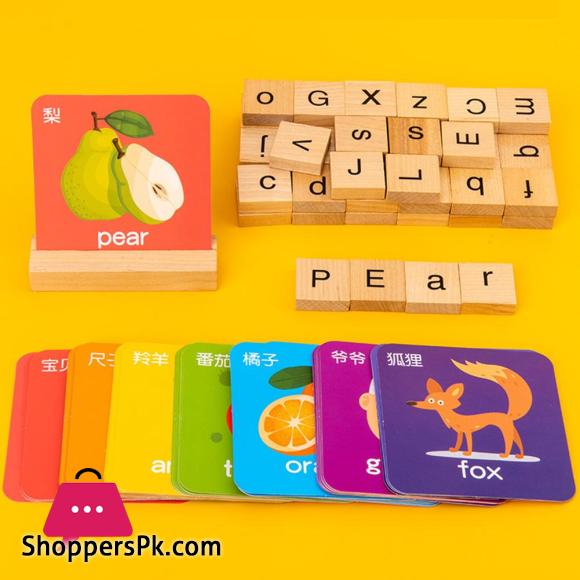 See Spell Learning Toy Wooden Alphabet Words Cards Matching Puzzles Education