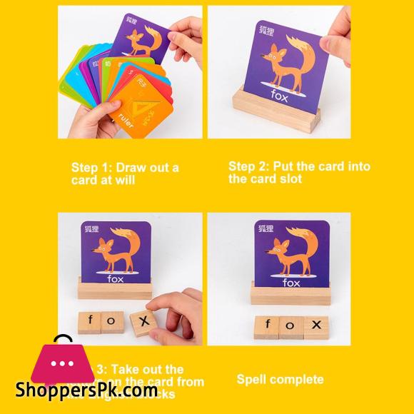 See Spell Learning Toy Wooden Alphabet Words Cards Matching Puzzles Education