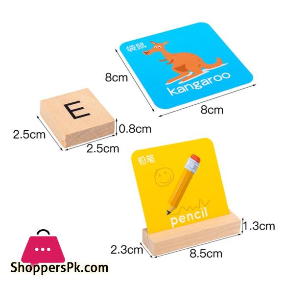 See Spell Learning Toy Wooden Alphabet Words Cards Matching Puzzles Education