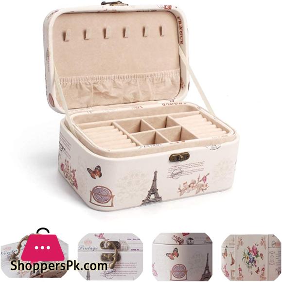 Swhily Jewellery Box, Jewelry Storage Organiser for Rings, Earrings, Necklace, Travel Jewellery Box for Women
