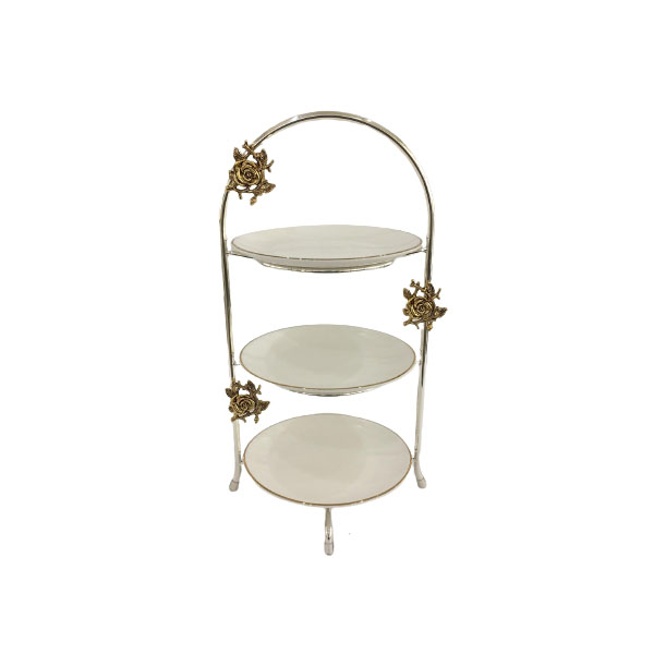 3Tier White Plate Pastry (S)ORCHID WB834