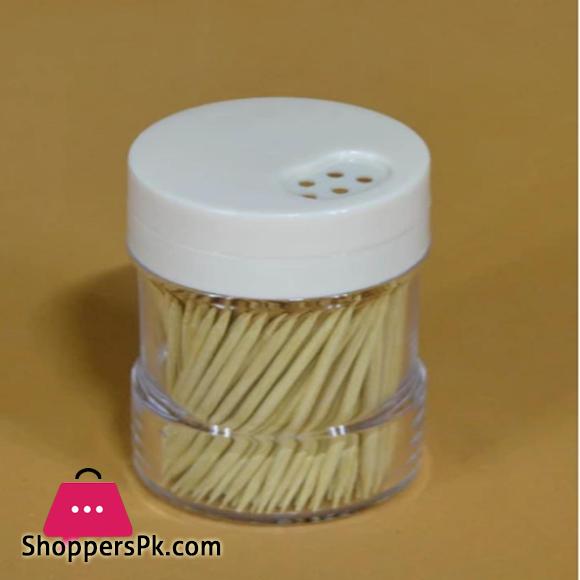 WOODEN 100PCS TOOTH PICKS WITH ACRYLIC PLASTIC JAR