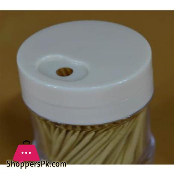 WOODEN 100PCS TOOTH PICKS WITH ACRYLIC PLASTIC JAR