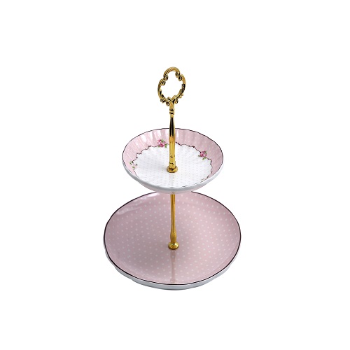 ANGELA Ceramic 2 Tier Cake Dish Cup Cake Stand - ZP370