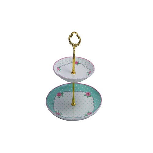 ANGELA Ceramic 2 Tier Cake Dish Cup Cake Stand - ZP371
