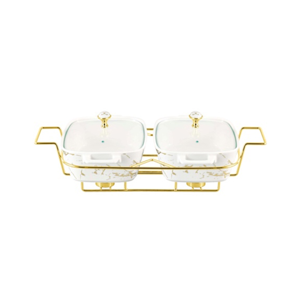 Brilliant Twin Rectangular Casserole Serving Food Warmer Dish 13 Inch BR4013