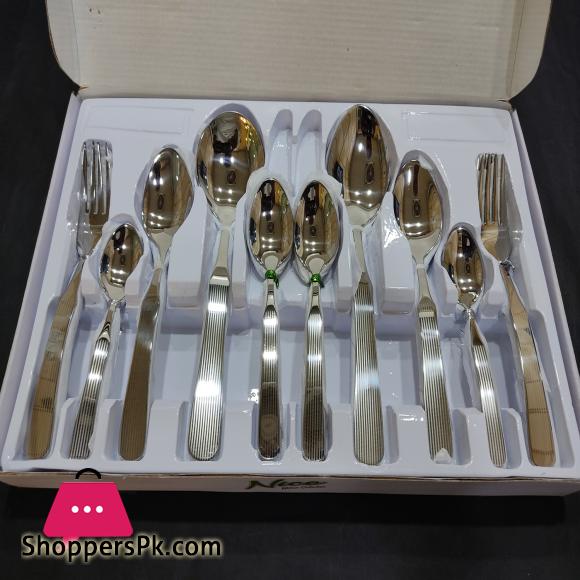 29 Pcs Stainless Steel Cutlery Set Printed Box- Stylish Durable- New Design