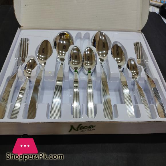 29 Pcs Stainless Steel Cutlery Set Printed Box- Stylish Durable- New Design