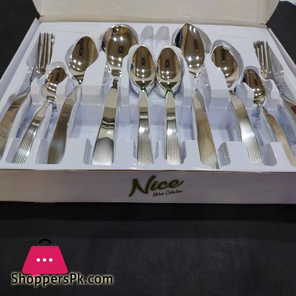 29 Pcs Stainless Steel Cutlery Set Printed Box- Stylish Durable- New Design