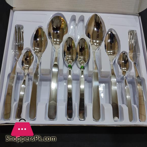 29 Pcs Stainless Steel Cutlery Set Printed Box- Stylish Durable- New Design