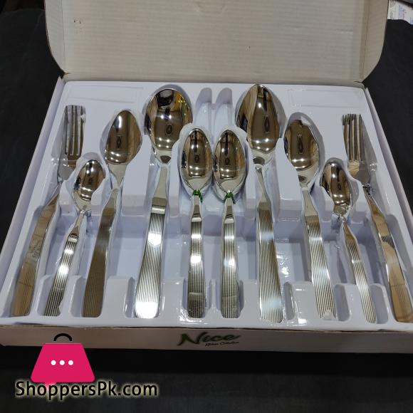 29 Pcs Stainless Steel Cutlery Set Printed Box- Stylish Durable- New Design