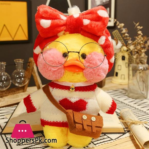 30cm Cute Duck Duck Soft Plush Duck Clothes Toy with Glasses Kawaii Girl Duck Doll Animal Pillow Birthday Gift for Kids Boy