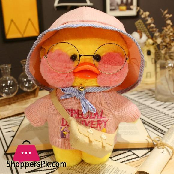30cm Cute Duck Duck Soft Plush Duck Clothes Toy with Glasses Kawaii Girl Duck Doll Animal Pillow Birthday Gift for Kids Boy
