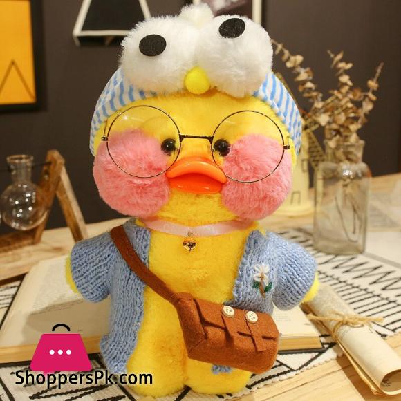 30cm Cute Duck Duck Soft Plush Duck Clothes Toy with Glasses Kawaii Girl Duck Doll Animal Pillow Birthday Gift for Kids Boy
