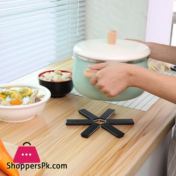 Black Foldable Non slip Heat Resistant Pad Trivet Pan Placemat Pot Holder Mat Coaster Cushion Kitchen Accessories 1Pc
