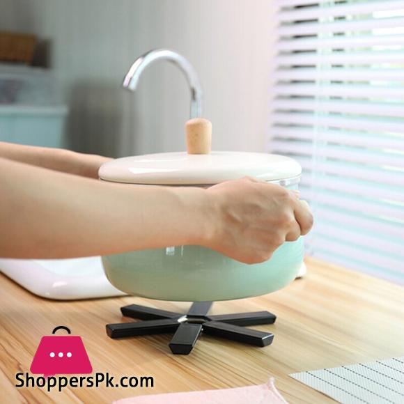 Black Foldable Non slip Heat Resistant Pad Trivet Pan Placemat Pot Holder Mat Coaster Cushion Kitchen Accessories 1Pc