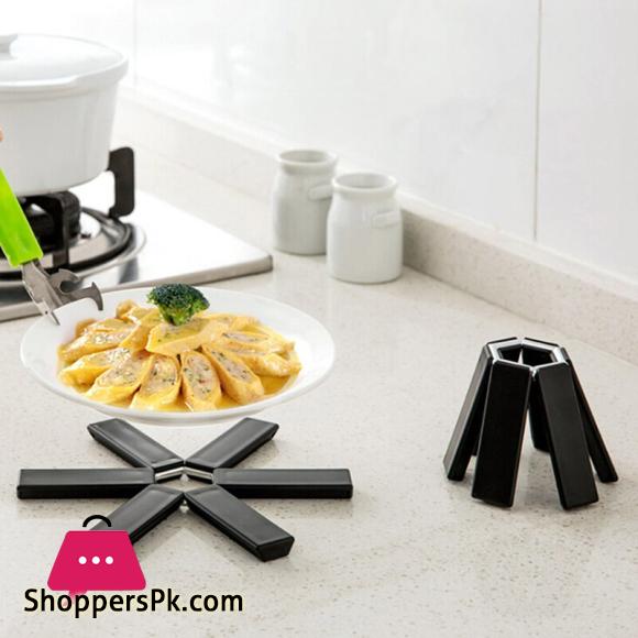 Black Foldable Non slip Heat Resistant Pad Trivet Pan Placemat Pot Holder Mat Coaster Cushion Kitchen Accessories 1Pc
