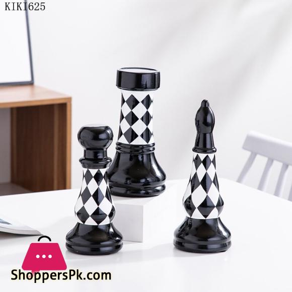 6 pcs set Creative Ceramic Black and White Chess pieces Decoration Office Desktop Ornaments Book Shelf Chess Pieces Crafts Decor