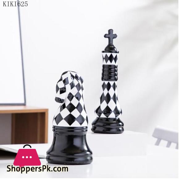 6 pcs set Creative Ceramic Black and White Chess pieces Decoration Office Desktop Ornaments Book Shelf Chess Pieces Crafts Decor