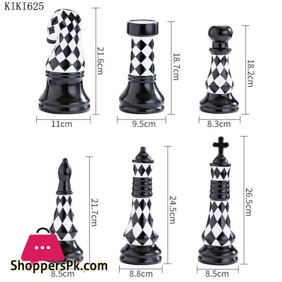 6 pcs set Creative Ceramic Black and White Chess pieces Decoration Office Desktop Ornaments Book Shelf Chess Pieces Crafts Decor