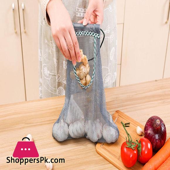 Creative Kitchen Vegetable Storage Mesh Bag Multi purpose Ginger Garlic Onion Sorting Bag Organizer Reusable Foldable Baskets