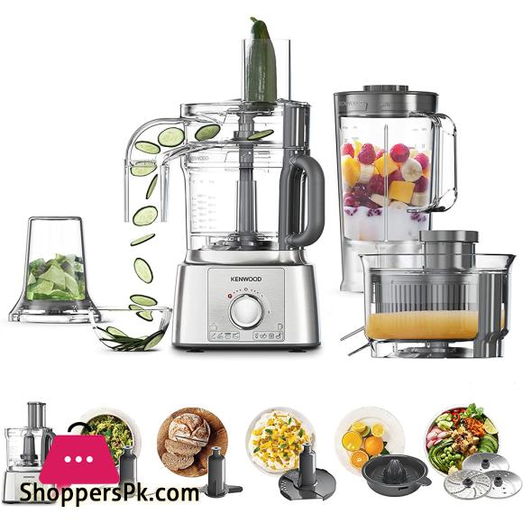 Kenwood Multipro Express Food Processor, 3.0 Litre Bowl With Express Serve, 1.2 Litre Blender, Dough Hook, Whisk, 3 Slicing and Grating Discs, Multi Mill, 1000 Watts , FDP65.880SI