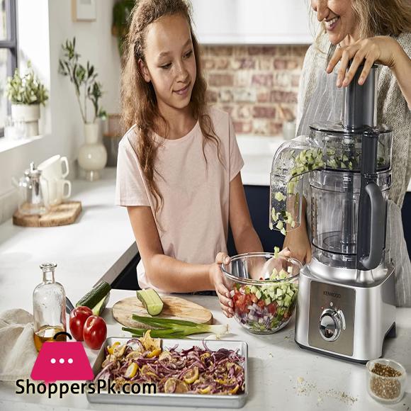 Kenwood Multipro Express Food Processor, 3.0 Litre Bowl With Express Serve, 1.2 Litre Blender, Dough Hook, Whisk, 3 Slicing and Grating Discs, Multi Mill, 1000 Watts , FDP65.880SI