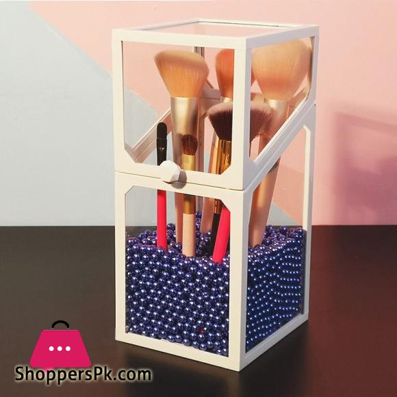 Makeup Brush Holder Cosmetic Storage Box Makeup Organizer Brush Pen with Cover Glass Made