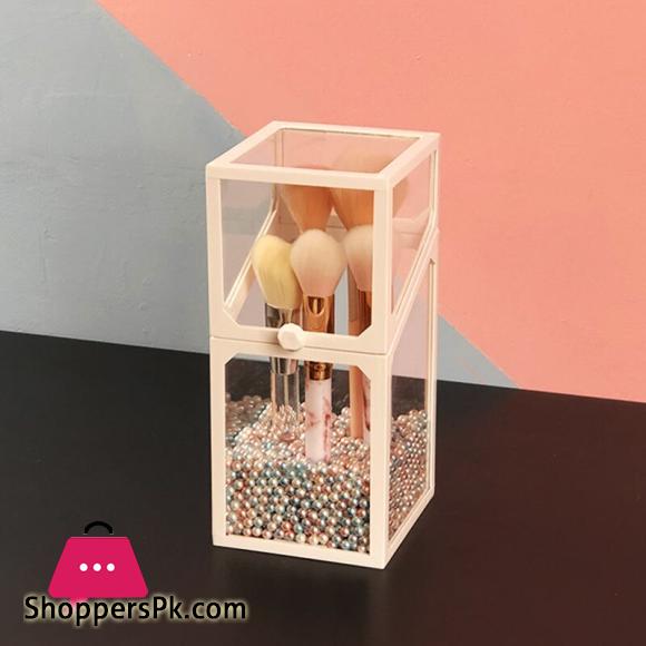 Makeup Brush Holder Cosmetic Storage Box Makeup Organizer Brush Pen with Cover Glass Made