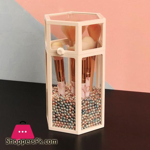 Makeup Brush Holder Cosmetic Storage Box Makeup Organizer Brush Pen with Cover Glass Made