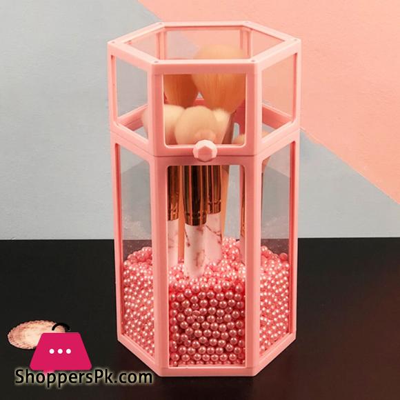 Makeup Brush Holder Cosmetic Storage Box Makeup Organizer Brush Pen with Cover Glass Made