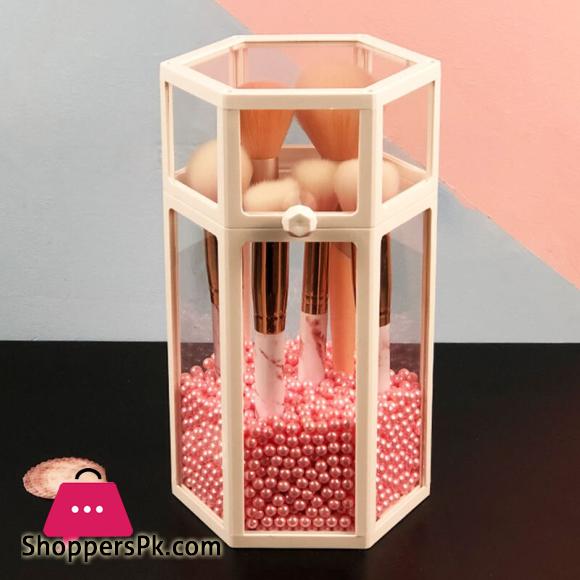 Makeup Brush Holder Cosmetic Storage Box Makeup Organizer Brush Pen with Cover Glass Made