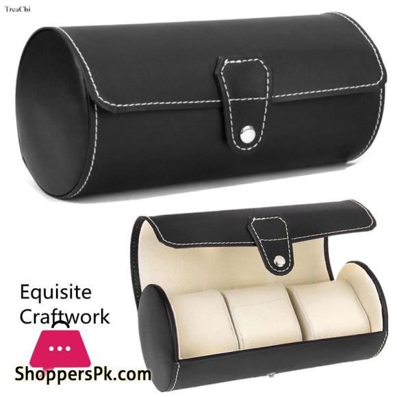 New 3 Slots Watch Roll Storage Box Portable Leather Clock Holder with Slid In Out Detach Wristwatch Display Jewelry Organizer-Style