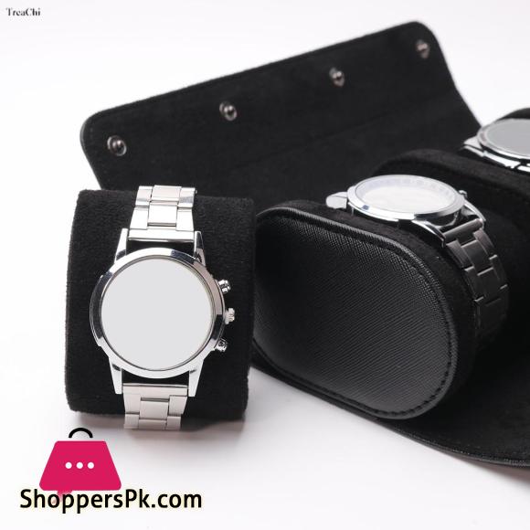 New 3 Slots Watch Roll Storage Box Portable Leather Clock Holder with Slid In Out Detach Wristwatch Display Jewelry Organizer-Style
