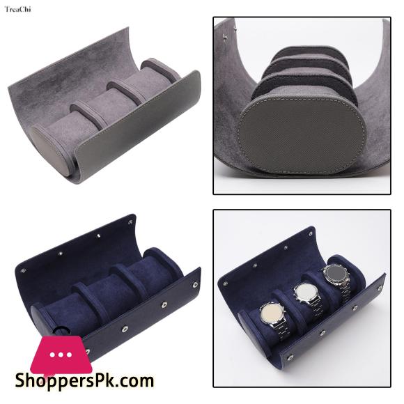 New 3 Slots Watch Roll Storage Box Portable Leather Clock Holder with Slid In Out Detach Wristwatch Display Jewelry Organizer-Style