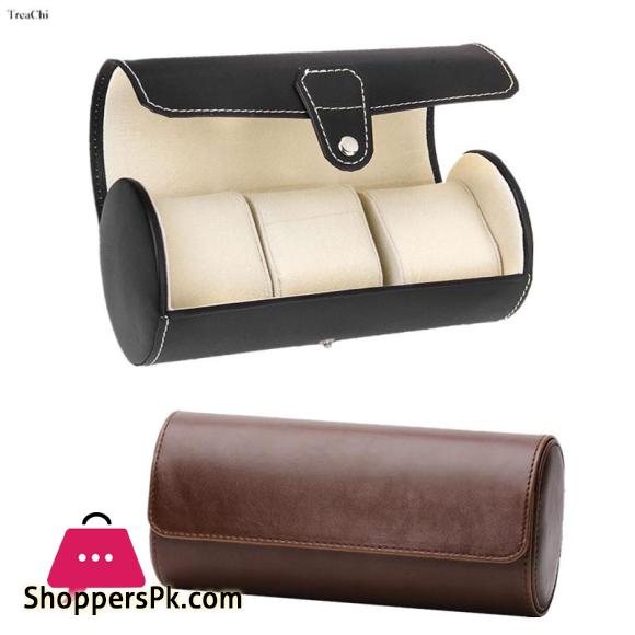 New 3 Slots Watch Roll Storage Box Portable Leather Clock Holder with Slid In Out Detach Wristwatch Display Jewelry Organizer-Style
