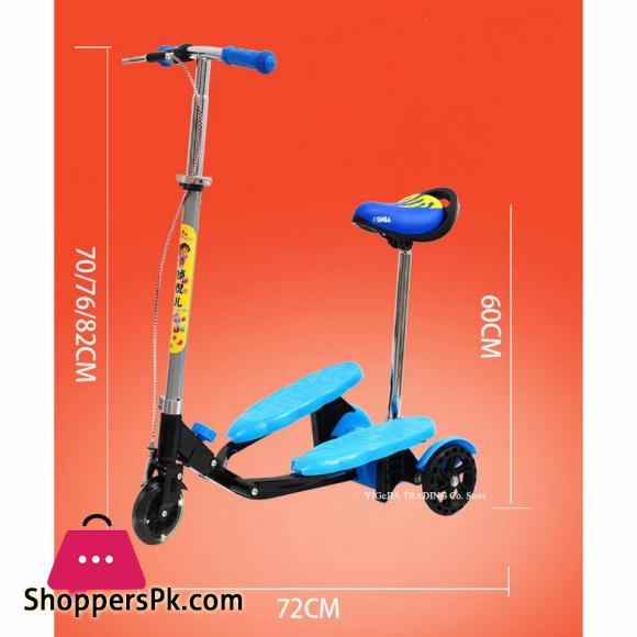 New Arrival Portable Kids Pedal Scooter with Seat Can Sit and Ride Foldable 3-Wheeled Stepper Scooter for 4-12 Years Old Kids