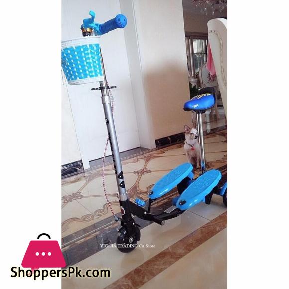 New Arrival Portable Kids Pedal Scooter with Seat Can Sit and Ride Foldable 3-Wheeled Stepper Scooter for 4-12 Years Old Kids