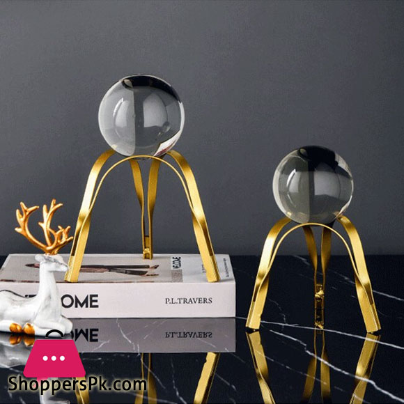 Nordic Home Decoration Crystal Glass Ball on Tripod Stand - Large