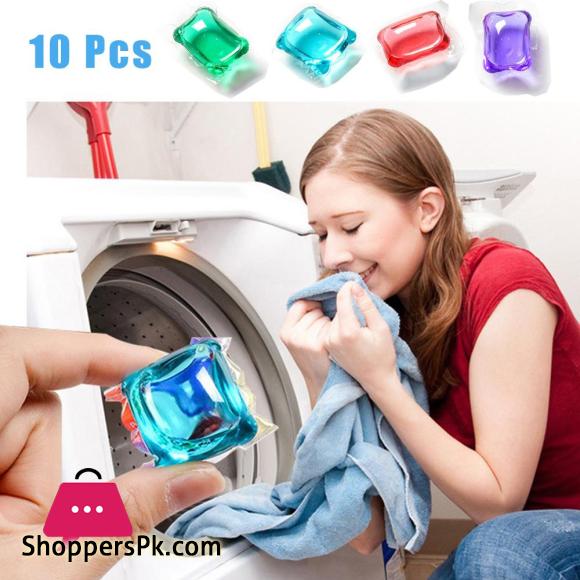 Pack of 1 (10Pcs) Laundry Detergent Gel Liquid Beads Fragrance Long Lasting Clothes Washing Machine Wash Cleaning Gel Beads
