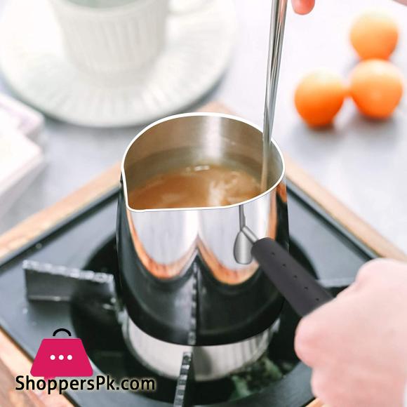 Stainless Steel Butter and Coffee Warmer Turkish Coffee Pot Mini Butter Melting Pot and Milk Pot with Spout